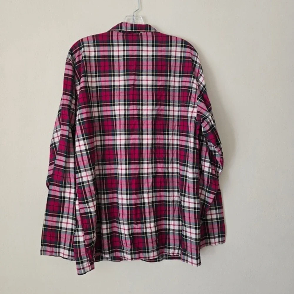 Polo Ralph Lauren Red Plaid Flannel Pajama Sleep Shirt Womens Sz M Long‎ Sleeve
